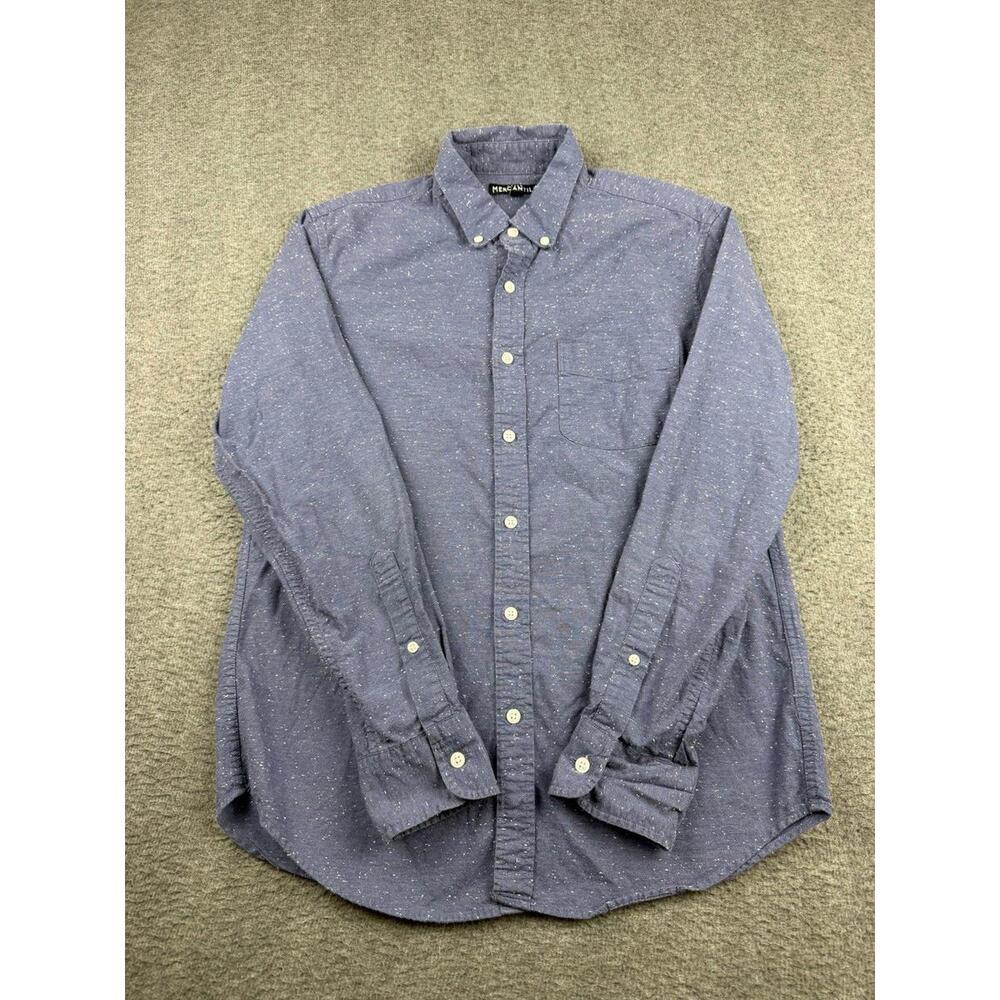 J.Crew Mercantile Men's M Medium Blue Long Sleeve Button Up Shirt Top Flex